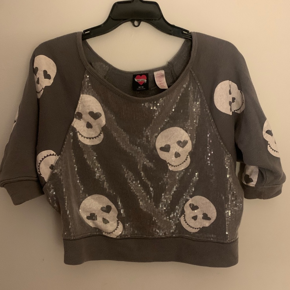 Hard candy skull sequin top